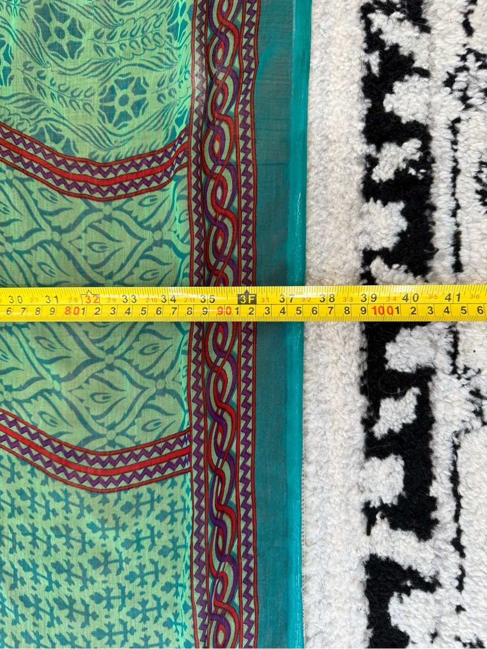 HUGE Scarf 3 X 7 Ft Lightweight Green Teal Patterned Scarf - Women Accessories - Picture 6 of 11